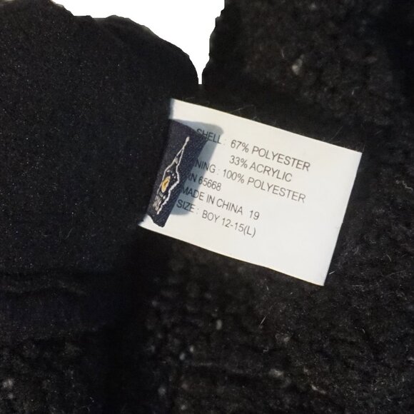 London Fog Black Speckled Sherpa Gloves Fleece Lined Boys Large (12-15) - Picture 6 of 6